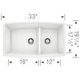 Blanco PER4400SIKD60 Performa SILGRANIT 60/40 Double Bowl Undermount Kitchen Sink with Low Divide
