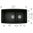 Blanco PER4400SIKD60 Performa SILGRANIT 60/40 Double Bowl Undermount Kitchen Sink with Low Divide