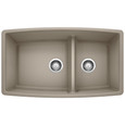 Blanco PER4400SIKD60 Performa SILGRANIT 60/40 Double Bowl Undermount Kitchen Sink with Low Divide