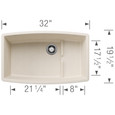Blanco PER4400SIKS Performa Cascade SILGRANIT Single Bowl Undermount Kitchen Sink with Colander