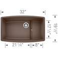 Blanco PER4400SIKS Performa Cascade SILGRANIT Single Bowl Undermount Kitchen Sink with Colander