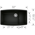 Blanco PER4400SIKS Performa Cascade SILGRANIT Single Bowl Undermount Kitchen Sink with Colander