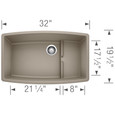 Blanco PER4400SIKS Performa Cascade SILGRANIT Single Bowl Undermount Kitchen Sink with Colander