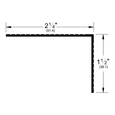 Cross-section diagram of Pemko 3261 Series L-Shaped Sill Nosing showing 2-1/4" (51.4 mm) horizontal leg and 1-1/2" (38.1 mm) vertical leg dimensions