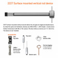 Von Duprin 2227F Series - Fire Rated 3 ft Wide Stile Pushpad Surface Vertical Rod Exit Device, Less Dogging