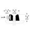 Pemko 184P cross-section diagram showing 5/8" width, 3/8" height, 1/4" pile brush insert position with metric equivalents