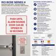 RCI BCDE Series H Building Code Sign - Delayed Egress Instructions with 30 Second Timer Notice