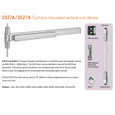 Von Duprin 3327A-4ft Grooved Case Narrow Stile Surface Vertical Rod Exit Device for 48" Doors