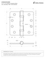 Deltana Deltana DSB4R4NB 4" x 4" x 1/4" Radius Hinges, Ball Bearings, NRP, Solid Brass (Pair) DEL-DSB4R4NB