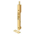 Deltana 7FBR 7" Flush Bolt Heavy-Duty Round Solid Brass - PVD Polished Brass finish, shown with strike plate