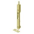 Deltana 7FBR 7" Flush Bolt Heavy-Duty Round Solid Brass - Polished Brass finish, shown with strike plate