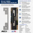 RCI Electric Strike Faceplate 1-1/4" x 4-7/8" Square Corners for 4 and 7 Series Satin Stainless Steel Replacement Component