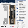 RCI 6 Series Electric Strike Faceplate 1-1/4" x 6-7/8" Round Corners Satin Stainless Steel