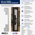 RCI Electric Strike Faceplate 1-1/4" x 6-7/8" Round Corners for 4 and 7 Series Satin Stainless Steel