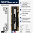 RCI 6 Series Electric Strike Replacement Faceplate 1-7/16" x 7-15/16" Satin Stainless Steel