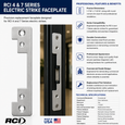 RCI Electric Strike Faceplate 1-7/16" x 7-15/16" Round Corners for 4 and 7 Series Satin Stainless Steel