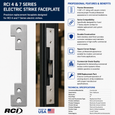 RCI Electric Strike Faceplate 1-3/8" x 9" for 4 and 7 Series Satin Stainless Steel Replacement Component