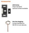 Von Duprin 98 Series accessories – 299 Strike (ships standard) and hex key dogging tool (included standard)