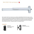 Von Duprin 9847WDC-F-4ft Fire Rated Concealed Vertical Rod Exit Device for Wood Doors, Wide Stile, 48", Less Dogging