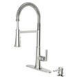American Standard Gladden Semi-Pro Dual Spray Kitchen Faucet with Deck Plate and Soap Dispenser - AMS-7424351