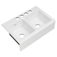 American Standard Delancey 33 x 22-Inch Cast Iron 4-Hole Undermount Double-Bowl Apron Front Kitchen Sink - AMS-77DB33220A