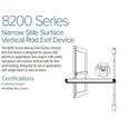 Adams Rite 8200 Series 42" Life-Safety Narrow Stile Surface Vertical Rod Exit Device