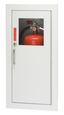 Larsens 2409 Architectural Series Fire Extinguisher Cabinet - Semi-Recessed, Full Glass Door with Lock, 5 lb Capacity, ADA Compliant, Non-Fire Rated, Steel Door, White