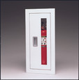Larsens 2409 Architectural Series Fire Extinguisher Cabinet - Vertical Duo Door, Recessed Handle, 5 lb Capacity, Non-Fire Rated, Steel Door, White