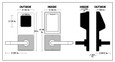 Alarm Lock Trilogy DL4100 Electronic Cylindrical Lock - dimensional diagram showing outside width 3-1/4 in., height 8-1/4 in., inside width 3-1/4 in., and door edge profile dimensions