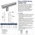 Don-Jo PL51 Ladder Pull — 1-1/4" Diameter, 2" Clearance, Stainless Steel, Commercial Grade