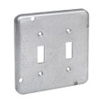 Crouse-Hinds Eaton series Square Surface Cover, 4-11/16", Raised surface, Steel, For two toggle switches, 9.0 cubic inch capacity