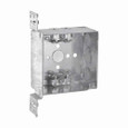 Crouse-Hinds Eaton series Square Outlet Box, 1/2", 4", VMS, 4, AC/MC clamps, Welded, 2-1/8", Steel, 1/2", 1/2", 3/4" E, 30.3 cubic inch capacity