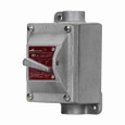Crouse-Hinds Eaton series EDS snap switch control station, 20A, With switch, With two 3/4" hubs, Feraloy iron alloy, 1, Single-gang, Single-pole, 120-277V, Factory sealed, Through feed, Single-pole, 3/4", 120-277 Vac