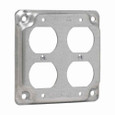 Crouse-Hinds Eaton series Square Surface Cover, 4", Raised surface, Steel, For two duplex receptacles, 5.5 cubic inch capacity