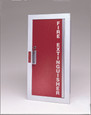 Larsens Gemini Series 24096 Fire Extinguisher Cabinet - Red Acrylic Door, Not Recessed Handle, Steel Frame, ADA Compliant, Non-Fire Rated, angled view