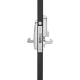 Schlage CO-100 electronic mortise lock top-edge profile view showing lock installed in door, satin chrome finish, with keypad reader and lever visible from above