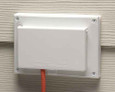 Arlington Industries Low profile Inbox for retrofit siding construction. Horizontal with white cover. Siding Lap size 1/2"