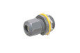 Arlington Industries Low-profile non-metallic, liquid-tight, oil-tight, and gray strain relief cord connector furnished with a sealing ring and locknut. Supports .240 to .472 cord range with a 3/4 inch trade size.