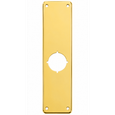 Don-Jo RP-13515 Remodeler Plate 15" x 3-1/2" 605 Polished Brass finish, 0.032 gauge, 2-1/8" bore hole, four corner mounting holes