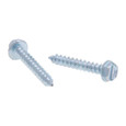 Metallics 10 x 1-1/2 in. 5/16 Indented Hex Head Slotted Sharp Point Tapping Screws - Steel Zinc - 100qty