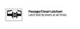 Falcon B101 passage/closet latchset function diagram - latch bolt operated by lever at all times, no keying