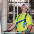 Klein Tools Hard Hat, Vented, Full Brim with Rechargeable Headlamp, White