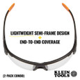 Klein Tools PRO Safety Glasses-Semi-Frame, Combo Pack