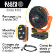 Klein Tools Rechargeable Clamping Fan