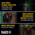 Klein Tools Rechargeable Self-Leveling Green Planar Laser Level