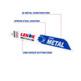 Lenox LENOX Lazer Metal Cutting Reciprocating Saw Blade, Bi-Metal, 9-Inch, 14 Tpi, 5/Pk
