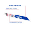 Lenox LENOX Tools Metal Cutting Reciprocating Saw Blade with Power Blast Technology, Bi-Metal, 8-Inch, 18 Tpi, 5/Pk
