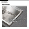 Houzer BCS-2522 Bellus 25" Stainless Steel Drop-in Topmount 1-hole Single Bowl Kitchen Sink with Strainer & Grid