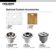 Houzer BCS-2522 Bellus 25" Stainless Steel Drop-in Topmount 1-hole Single Bowl Kitchen Sink with Strainer & Grid