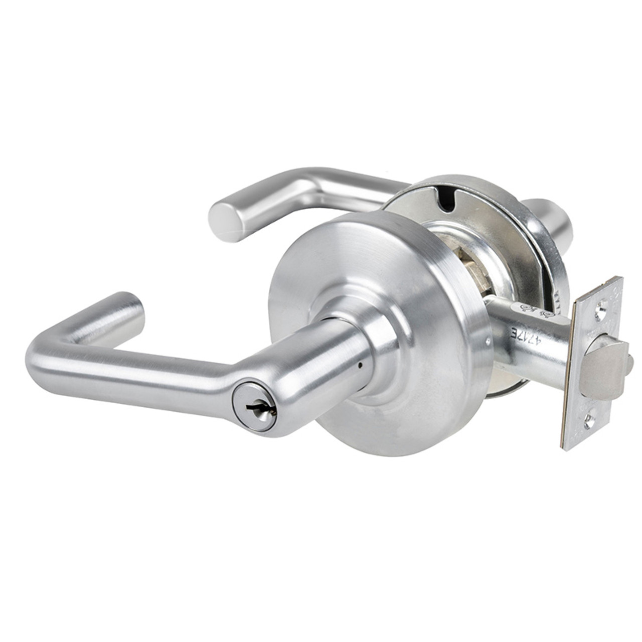 Schlage Grade 2 Tubular Lock, Storeroom Function, Key in Lever Cylinder,  Jupiter Lever, Satin Brass Finish, S80PD JUP 606